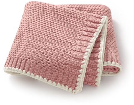 Neiwech Cellular Baby Blanket Knitted Cozy Soft Crib Stroller Receiving Swaddle Blankets for Newborn Boys Girls 100 * 80cm Pink