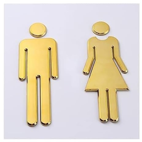 YUNFANOZ WC Segno Targa, Segno Targa Toilette Bagno, Segnaletica per bagni, Adesivi con Simboli Maschili e Femminili per Porte di bagni(Silver)