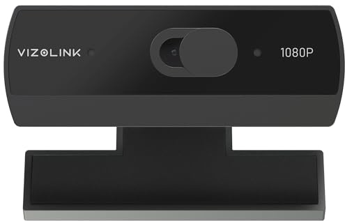 VIZOLINK W2N Webcam HD 1080P/30FPS 2 Micrófono Coque Fijo Vista de 75°Corrección de Iluminación Cubierta de Privacidad Plug & Play Camara Web para Youtube Skype TikTok Switch 2 Zoom