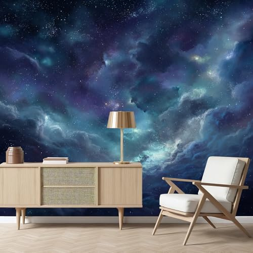 Gaqinhh Galaxie Nébuleuse Univers Papier Peint Panoramique, Ciel Étoilé Nuages Colorés Papier Peint Intissé, Tapisserie Murale Cuisine Salle de Bain, Décoration Murale Chambre, 150 x 105 cm