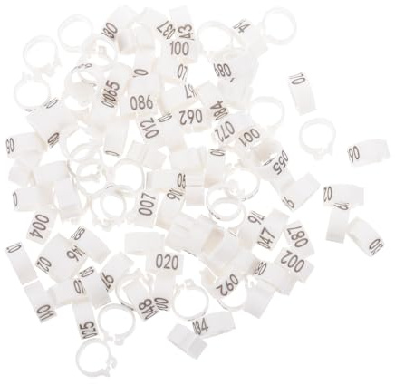 SHINEOFI 100 Pcs Plastic Numbered Pigeon Foot Rings Bird Leg Bands Lightweight Poultry Identification Rings for Breeding and Management