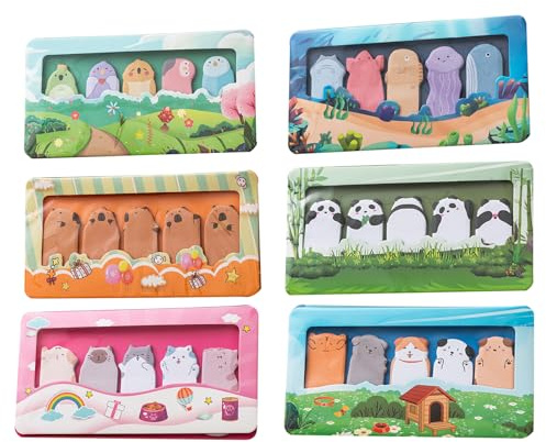 6 Set Haftnotiz Haftnotiz Klein 900 Tragbar Notizblock Haftnotizen Cartoon Selbstklebend Haftstreifen Haftnotizen Tiere Kleine Cartoon Tier Klebezettel Sticky Index Tabs zum Markieren Und Hervorheben