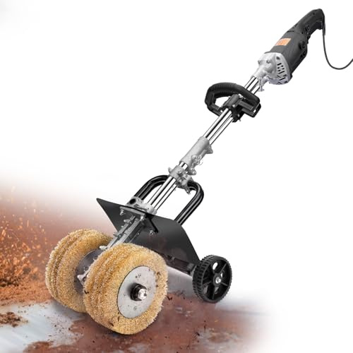 3850W Satiniermaschine für Holz Metall, 2X Schleifbürste Ø180mm, 6-Gang | 4000U/m, 94dB, mit Handgriff, zum Naturstein Fliesen Kunststoff Lackfläche Terrassen, Bürstenschleifer Schleifmaschine