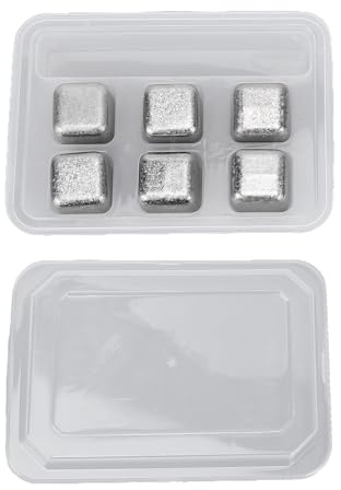 Fdit Juego de 6 Cubitos de Hielo Pure Ti, Cubos de Enfriamiento de Metal, Piedras Frías No Diluibles, Kit de Piedras de Whisky Reutilizables para Bebidas, Cócteles, Bar en Casa