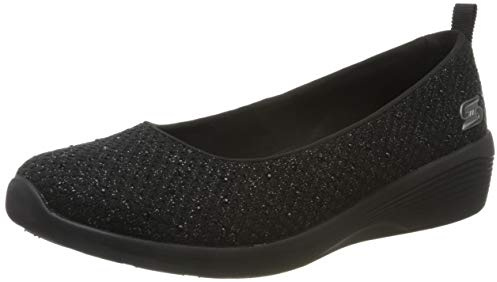 Skechers Damen Arya Sweet Glitz Slip On Sneaker, Black Metallic Knit Black Gunmetal Trim, 39 EU