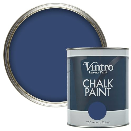 Vintro | Dark Blue Chalk Paint | Furniture Paint | Shabby Chic | Upcycle | Decorate | Ultra Matt Finish | 1 Litre (Northern Star)