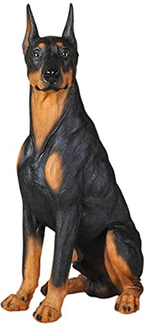 CLLX Hundeskulptur, Garten Dobermann Ornament, Realistischer Hund, Harz Commemorate Statue, Handwerk Dekoration, Gartenstatuen Figuren,Sitting