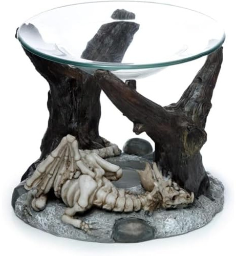 Puckator DRG522 Shadows of Darkness Sleeping Bones Dragon Skeleton Oil and Wax Burner with Glass Dish