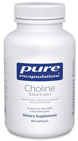 Pure Encapsulations Choline (Bitartrate) - 275 mg Choline (Bitartrate) - Supports Methylation, Brain Health & Cell Function* - Highly Bioavailable - Vegan & Non-GMO - 100 Capsules