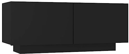 Natulvd Moderner TV-Ständer mit 2 Aufbewahrungsschränken, Entertainment Center Schrank für Wohnzimmer, Medienkonsole für Fernseher bis 50 Zoll Fernseher, Wohnzimmer, Schlafzimmer - Schwarz