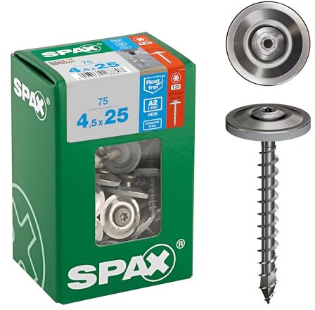 Spenglerschraube, 4,5 x 25 mm, 75 Stück, Vollgewinde, Linsensenkkopf, T-STAR plus T20, 4CUT, Edelstahl rostfrei A2, Dichtscheibe 15mm - 4587000450257