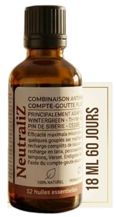 Combinaison Anti-odeurs fait en France - Parfums naturels & frais - 100% naturel aux Huiles Essentielles (18 ml)