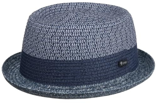 Lipodo Ennario Pork Pie Stråhatt Herrar - Made in Italy porkpie solhatt Vår-sommar Sommar - XL (60-61 cm) blå