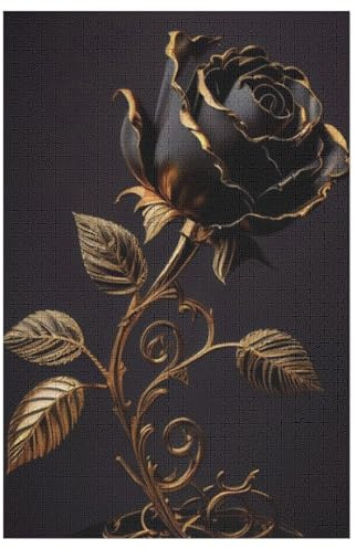 Puzzles Für Erwachsene, 1000 Teile, Black Rose, Kreative Holzpuzzles, Praktisches Spiel, Familiendekoration （78×53cm）