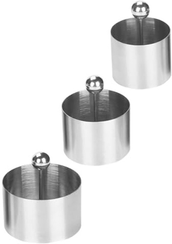 COLLBATH Molde Redondo Para Platos Fríos De Acero Inoxidable Set De 3 Moldes Y 3 Prensas Utensilios Para Emplatar Postres Ensaladas Y Bolas De Arroz Cocina