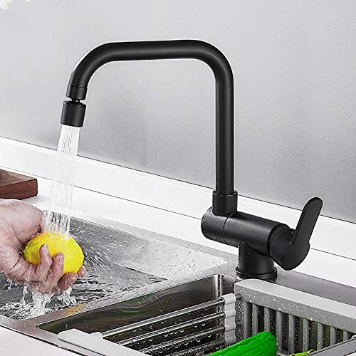 Vorfenster Küchenarmatur Schwarz Armatur Kupfer, Mischbatterie Abnehmbar Fenster Spültischarmatur, Warm und Kalt, Wasserhahn, WINGKA, Schwarz a