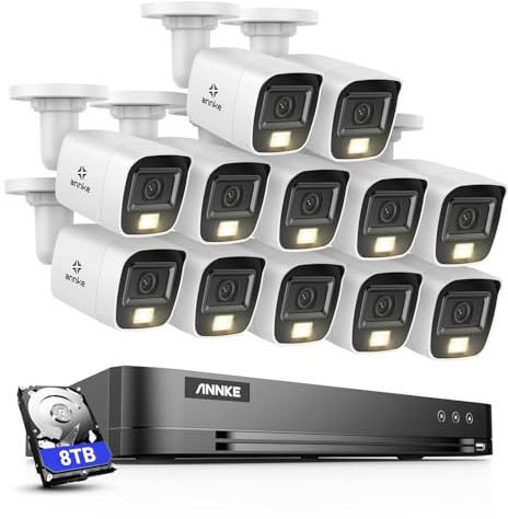 ANNKE 8MP CCTV Camera Systems, 16 Channel H.265+ DVR, 4K CCTV System with 8TB Security Hard Drive, 12 × 8MP Security Bullet Camera Outdoor, Smart Human/Vehicle Detection, Night Vision
