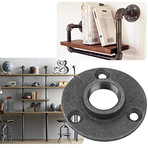 KIMISS 10 Piezas Brida Vintage 30A Convertidor Negro Hierro Maleable Brida de Piso Tubería de Montaje Roscada Brida de Montaje en Pared Antigua DN20, 3/4, Accesorios de Tubería