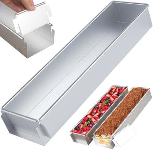 Porgeel 16.4x3.9x2.4 pouces Pan à gâteau rectangulaire Pan tiramisu avec assiette de chicane amovible