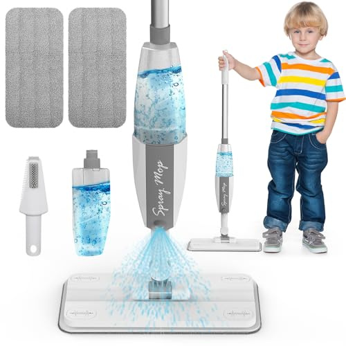 Toddler Mop that Really Works - Kids Spray Mop - Mini Size Cleaning Toy Set, Interactive Pretend Play Montessori Toys Gift for Toddlers Boys Girls Ages 3-6