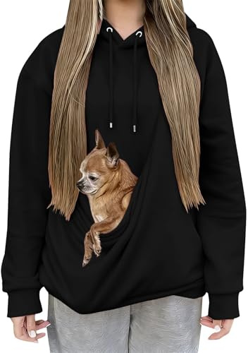 Hoodie Pullover mit Katzentasche - Niedlicher Pulli mit Hundetasche - Langarm Unisex Haustier-Tragetasche Hoodie Katze Hund Tasche Halter Sweatshirt Top Katzenpullover mit Beutel für kleine Haustiere
