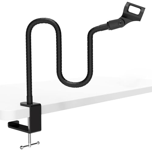 Desk Microphone Holder Rotatable Long Flexible | Clamp-On Microphone Boom Table Arm for Live Streaming Podcast Recording Singing Meeting Remote Learning