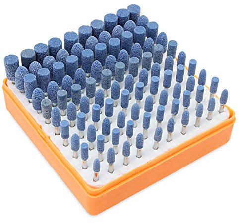 HSeaMall 100PCS Grinding Polishing Head Abrasive Stone Mandrel Mounted Buffing Polishing Head Multifunctional Grinding Buffing Point Polishing Accessories For Rotary Tools Blue color