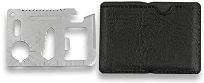 Tarjeta Multiherramienta 11 usos 6,7 cm x 4,5 cm para Senderismo, Caza, Camping, Acampada, Supervivencia y Bushcraft Albainox 33877 + Portabotellas de regalo