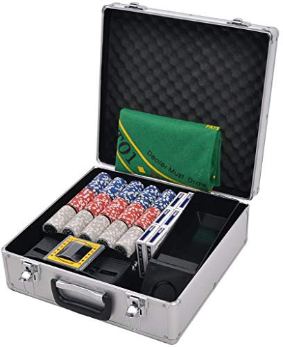 yorten Kombiniertes Poker/Blackjack Set mit 600 Laserchips Pokerset Aluminiumkoffer Mehrfarbig 38 x 36 x 15 cm (L x B x H)