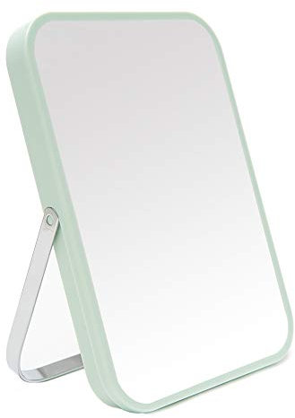 YEAKE Schminkspiegel, 20,3 cm Kosmetikspiegel, tragbarer Klappspiegel mit Metallständer, um 90 ° verstellbar, Tavel-Make-up-Spiegel, hängend, Badezimmer für Dusche, Rasur (grün)