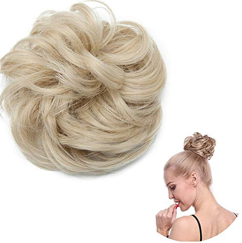 SEGO Haarteil Dutt Haargummi Haarverlängerung VOLUMINÖS Haarknoten Extensions Hochsteckfrisuren 40g - Aschblond Mix Bleichblond 24/613