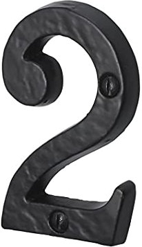 SISI UK® Black Cast Iron Numbers Front House Door Numbers with Antique Finish 3'' with Screws (Number 2)