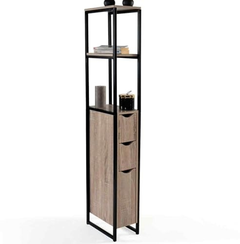 IDMarket - Meuble WC 3 Portes Detroit Design Industriel avec étagères