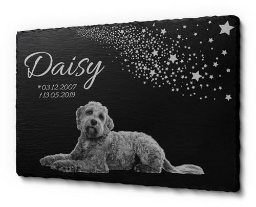 CHRISCK design gestalte Dein Gedenkstein ganz einfach selbst | 30 x 20 cm wetterfest & personalisiert | Katzengrabstein mit Laser-Gravur für Hunde und Katzen