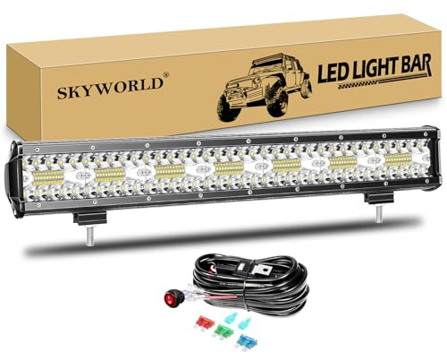 SKYWORLD 20 tums 420W LED-ljusstång spot strålkastare flödes-kombination LED ljus bar off-road arbete körning dimma lampor med 12V vippkabel för traktor lastbil bil ATV SUV 4x4 4WD