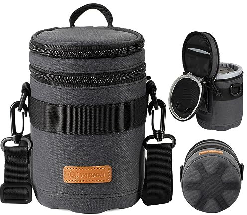 TARION Objektivtasche Objektivbeutel mit Hartschalenboden, Stoßfest, Wasserabweisend Kamera Objektiv-Schutztasche für Canon, Nikon, Pentax, Sony, Olympus Objektive(Dunkelblau Größe L)