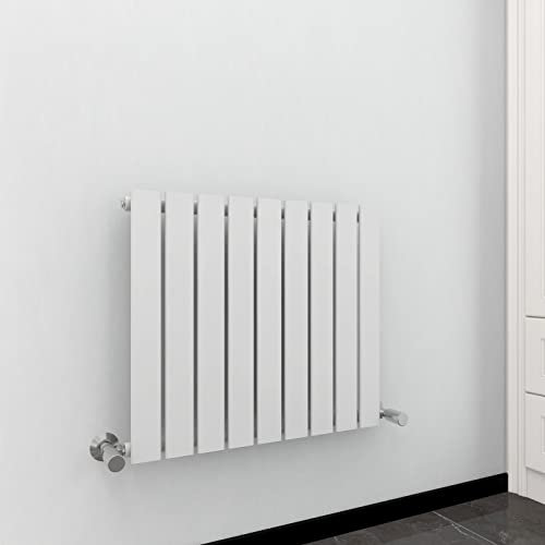 Radiator Horizontal Vertical Designer Flat Panel Central Heating Radiator 600mm Height (600x612mm Single, White)