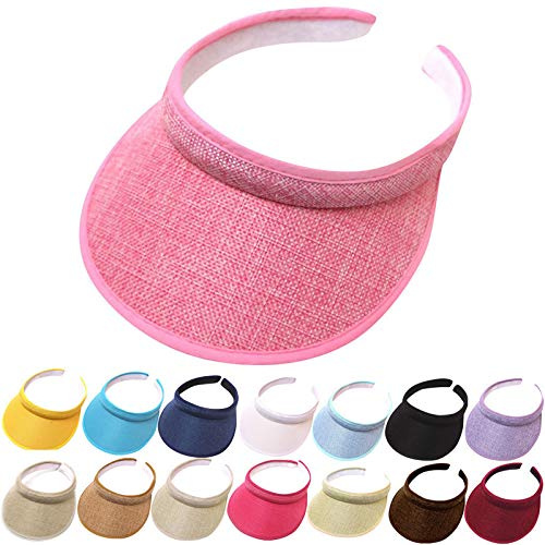 Emaha Solvisir hattar kvinnor män justerbar klämma på brett brätte visir keps utomhus sport golf strand resa tennis kepsar, BEIgE, one size