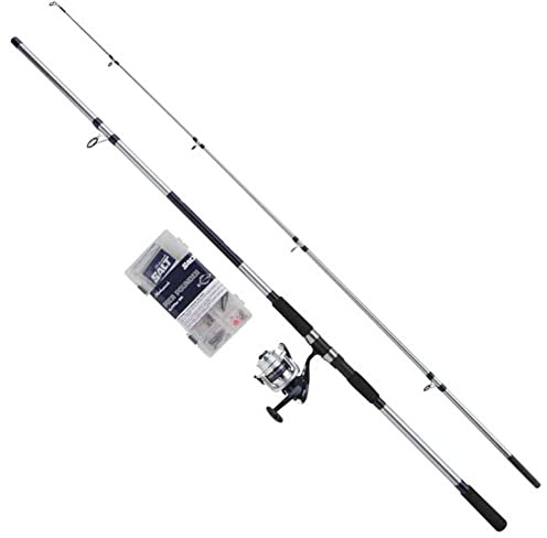 Shakespeare Salt Pier Pounder Kombi-Set, Angelrute und Rolle, Combo, Spinn-Kombination, Hartschalenkoffer, Köder und Endgerät, Meeresinshore-/Nearshore-Angeln, Unisex, Blau & Weiß, 3 m, 112–225 g