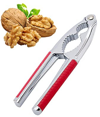 Casse-noix avec en silicone antidérapant ，Pince casse noix manuel，Casse Noix，idéal pour décortiquer tout fruits à coques comme des noix, amandes, Noisettes, pattes crustacés crabe, homard, (Rot)