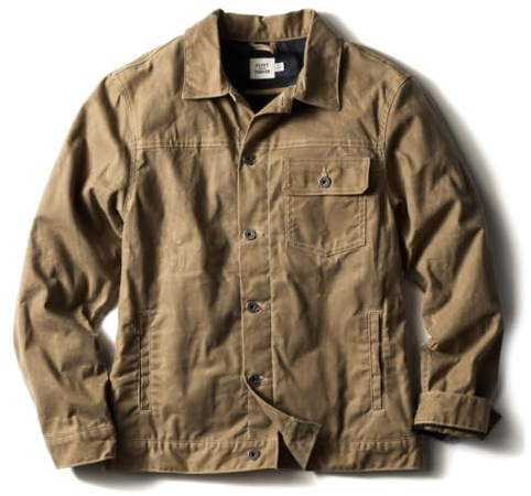 Huckberry Men's Flint And Tinder Flannel Lined Waxed Trucker Jacket Flint and Tinder Trucker Jacket with Flannel Lining, Waxed, XL