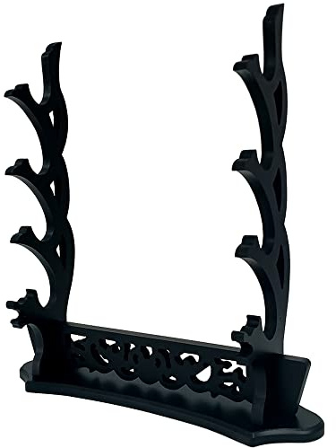 MANNIFEN Schwertständer Display Schwert Rack, Holz Schwert Katana Wandhalterung Halter Katana Wakizashi Genji Japanische Samurai Klinge Gladius Schwert Ständer Halter (4 Etagen)