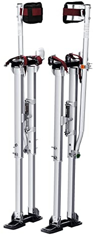 VEVOR 36''-50'' Adjustable Aluminum Drywall Tool Stilts, Durable Non-Slip Work Stilts with Protective Knee Pads, for Sheetrock Painting, Taping, Walking, Silver