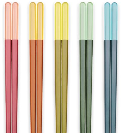 Random Mood Modern Design Chopsticks - Reusable, Dishwasher Safe, Non-Slip Fiberglass, Ice Fog Multi Color, 5 Pairs, 9.5in/24cm, Great for Chinese, Japanese, Korean Cuisine