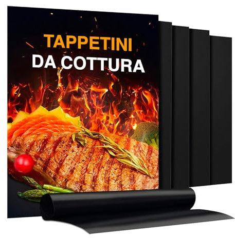 Avilia Set di 6 Tappetini in Silicone per BBQ e Forno 40x33 cm - Tappetini Antiaderenti, Riutilizzabili e Facili da Pulire - per una Grigliata Perfetta Senza Attaccare il Cibo