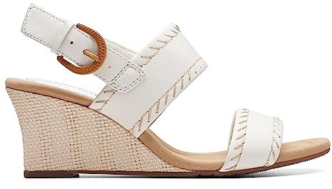 Clarks Kyarra Rose, Sandali con Zeppa Donna, Pelle Bianca, 41.5 EU