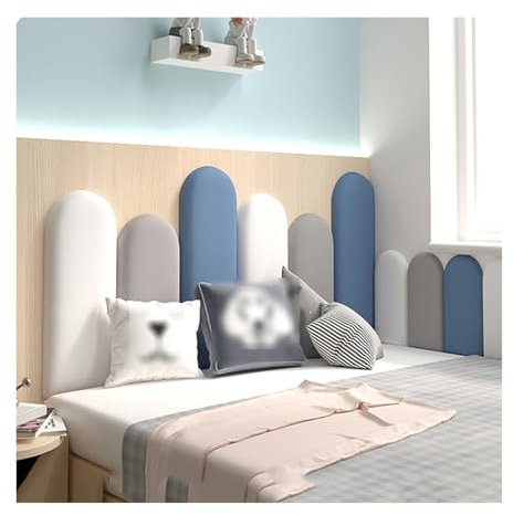 XILYZMO Bett Kopfteil Wandpolster, Wohnen Gepolstert Wandpaneel, Schälen Und Kleben Kopfteil, Von Verletzend Anti-Kollision Wandmatte Für Wanddekoration(Blau,55x150cm)