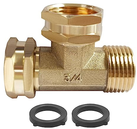 Joywayus 3/4 GHT Threaded Brass Swivel Pipe Fitting Tee T 3-way 3/4 GHT Female × 3/4 GHT Female × 3/4 GHT Male Adapter