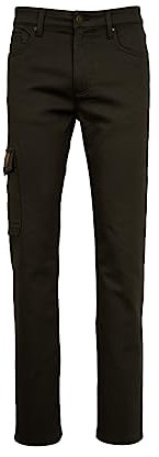 Hunting herr jaktbyxor komfort stretch jeans brun med cargo- och knivväska också långa storlekar och korta storlekar, BRUN, 56 SE