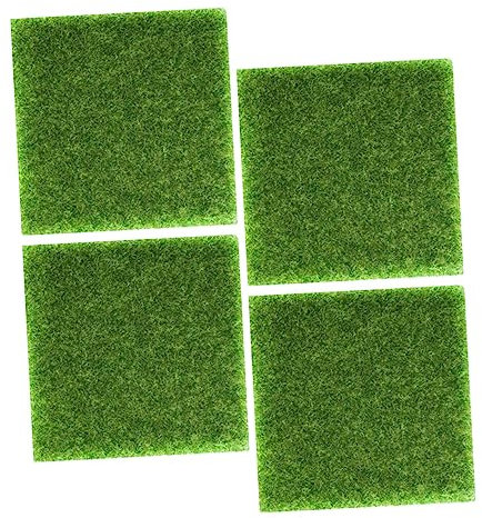 Toyvian 4pcs Artificial Grass Turf Mat for Miniature Gardens Realistic Fake Grass Rug for Decoration Landscape Mat